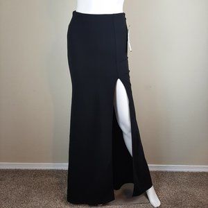 B. Darlin Women's Full Length Formal Skirt Size 0 Black Flared High Slit Prom